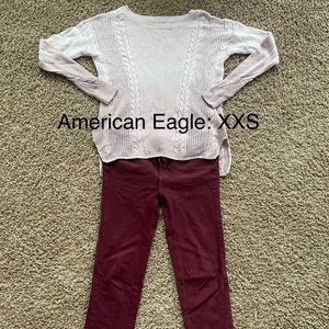 American Eagle Outfitters outfit. Sweater and Jeggings Super Stretch bottoms